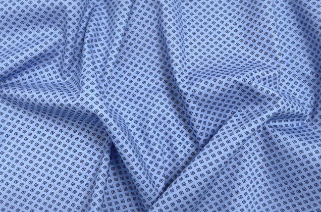 Рубашечный хлопок, абстрактные квадратики на голубом, Китай