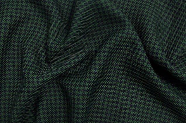 Костюмная шерсть, Мелкая гусиная лапка темно-зеленая с черным (09С52САР) 1