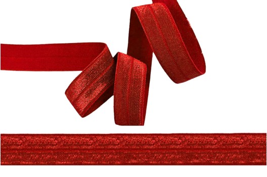Резинка бельевая окантовочная блестящая, красная (SD163), 15 мм