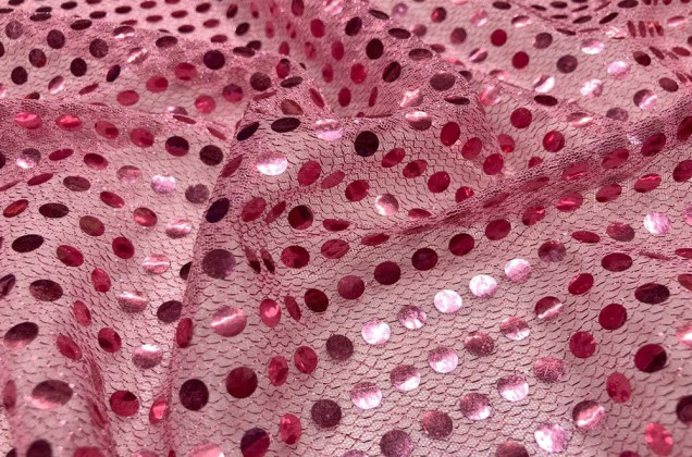 Пайеточная ткань Копейка, розовый 1