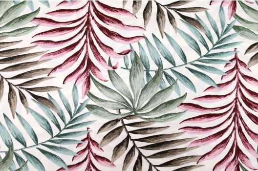 Дак (DUCK) Листья бордовые, зеленые, коричневые на белом фоне