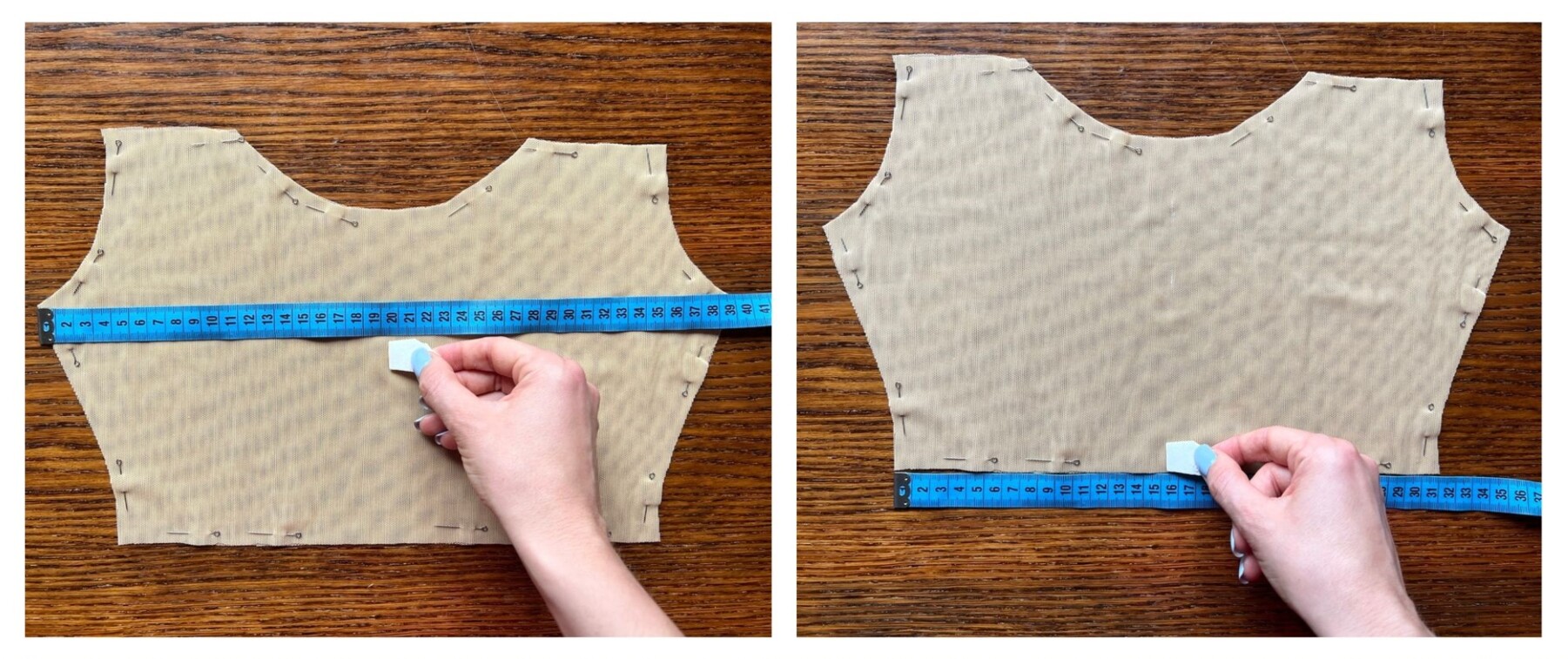 намечаем шов для чашек