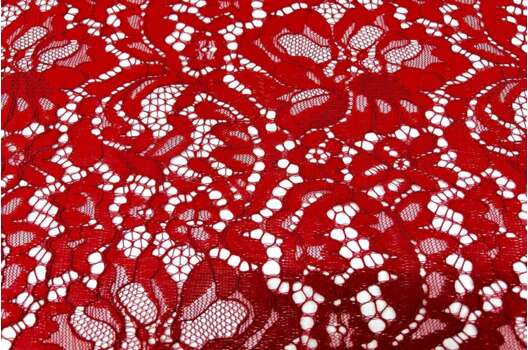 Кружевное полотно Цветы, красное
