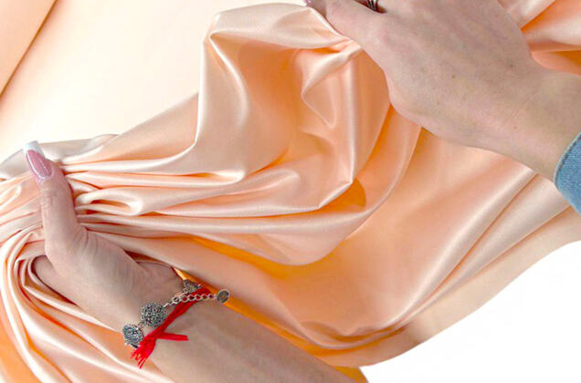 Свадебный сатин матовый, цвет кремовый, арт.34, Турция 1