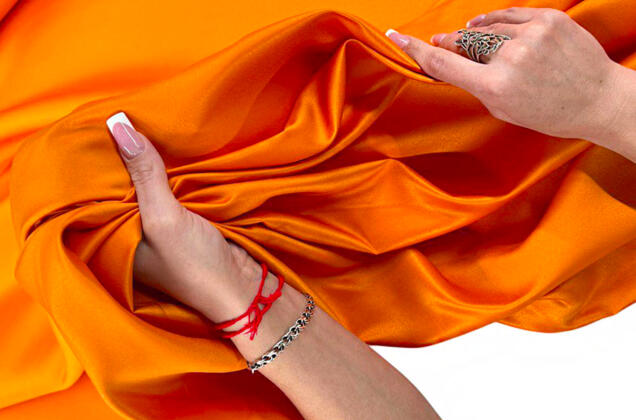 Свадебный сатин матовый, цвет оранжевый, арт.14, Турция 3