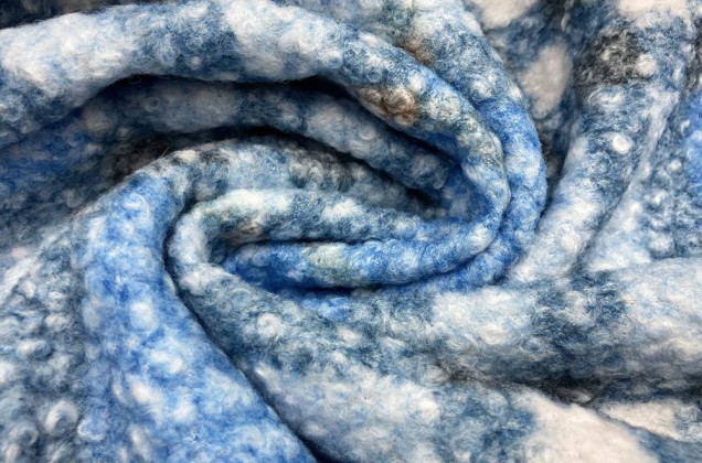 Пальтовая ткань Барашек голубого цвета 3
