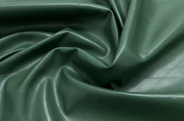 Искусственная кожа (экокожа) зеленого цвета, глянец