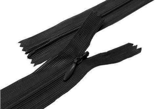 Молния потайная черная (322), тип 3, неразъемная, 35 см, Китай