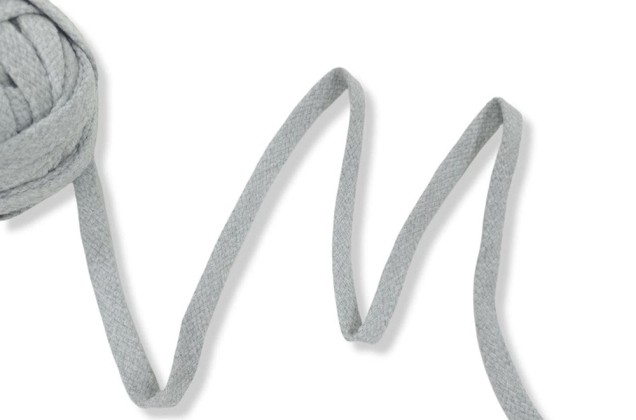Шнур плоский х/б турецкое плетение, светло-серый (028), 12 мм