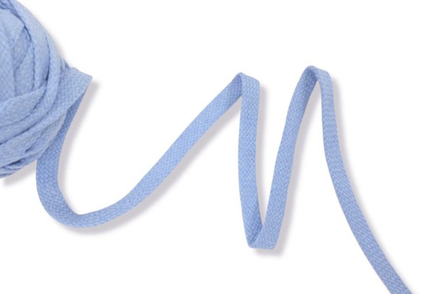 Шнур плоский х/б турецкое плетение, голубой (020), 12 мм