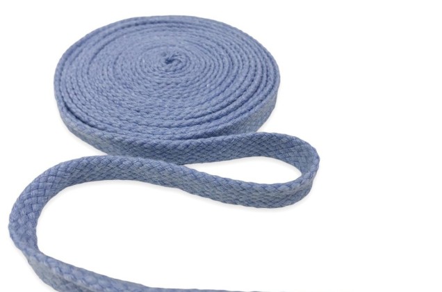 Шнур плоский х/б турецкое плетение, голубой (020), 12 мм 2