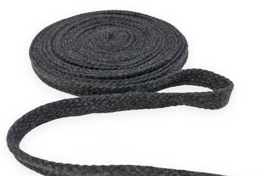 Шнур плоский х/б турецкое плетение, темно-серый (031), 12 мм