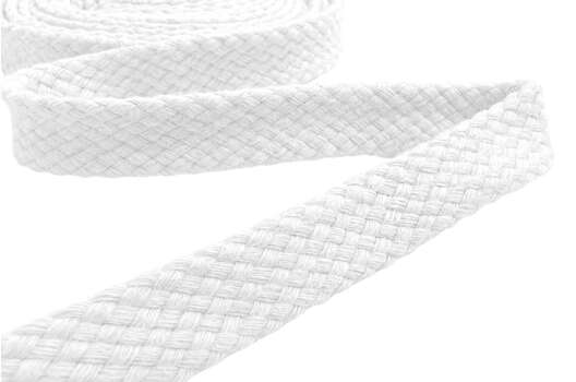 Шнур плоский х/б турецкое плетение, белый (001), 12 мм