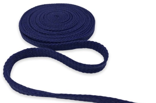 Шнур плоский х/б турецкое плетение, синий (024), 12 мм