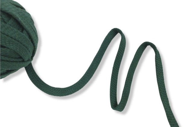 Шнур плоский х/б турецкое плетение, темно-зеленый (019), 12 мм