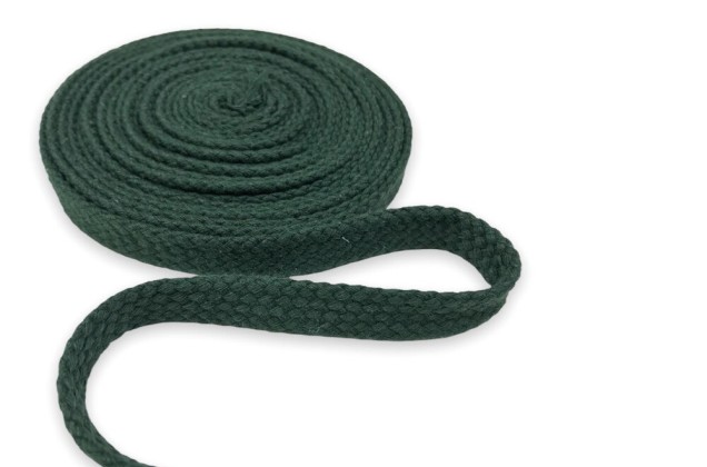 Шнур плоский х/б турецкое плетение, темно-зеленый (019), 12 мм 2