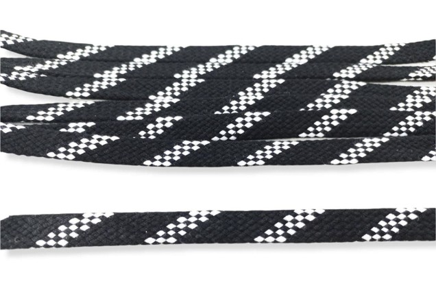 Шнур плоский х/б турецкое плетение, черно-белый (032/  001), 12 мм 1