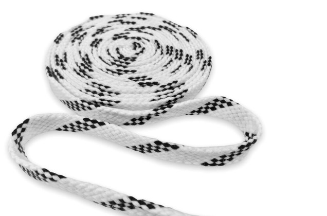 Шнур плоский х/б турецкое плетение, бело-черный (001 / 032), 12 мм 2