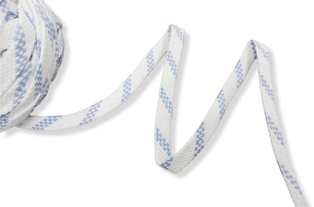 Шнур плоский х/б турецкое плетение, бело-голубой (001 / 020), 12 мм