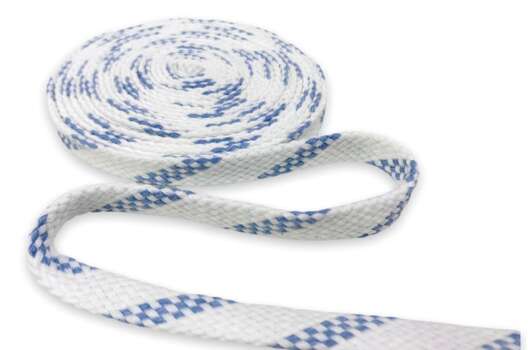 Шнур плоский х/б турецкое плетение, бело-голубой (001 / 020), 12 мм
