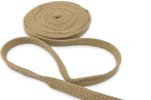 Шнур плоский х/б турецкое плетение, бежевый (004), 10 мм