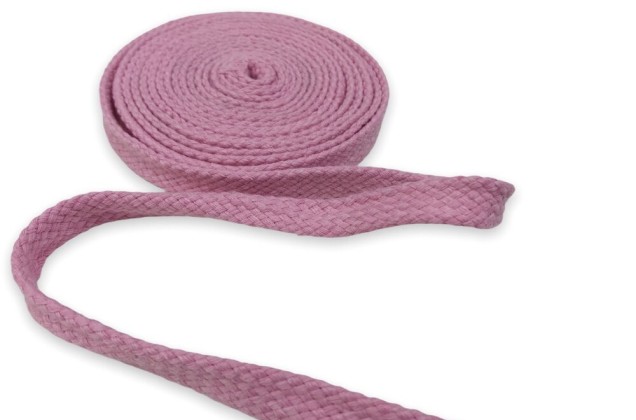 Шнур плоский х/б турецкое плетение, розовый (010), 10 мм 2