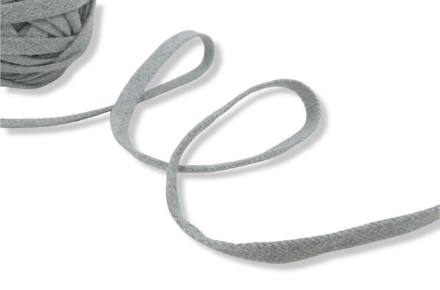 Шнур плоский х/б турецкое плетение, светло-серый (028), 10 мм
