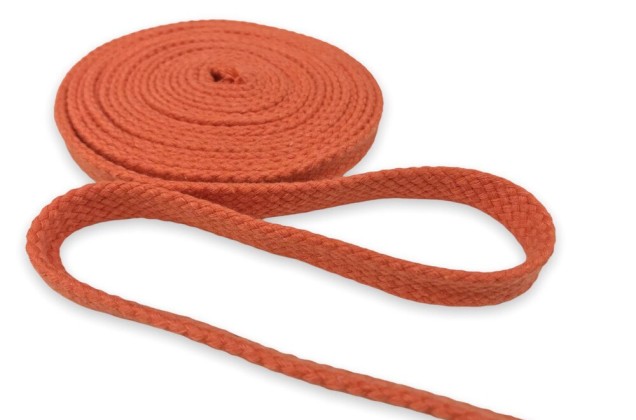 Шнур плоский х/б турецкое плетение, оранжевый (008), 10 мм 2