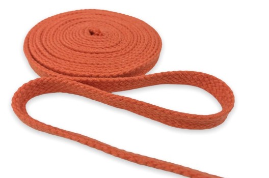 Шнур плоский х/б турецкое плетение, оранжевый (008), 10 мм