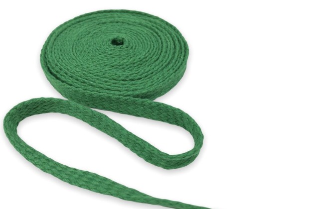 Шнур плоский х/б турецкое плетение, зеленый (018), 10 мм 2