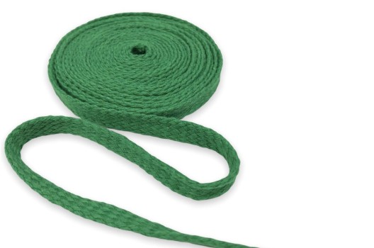 Шнур плоский х/б турецкое плетение, зеленый (018), 10 мм