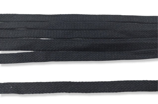 Шнур плоский х/б классическое плетение, черный (032), 10 мм 1