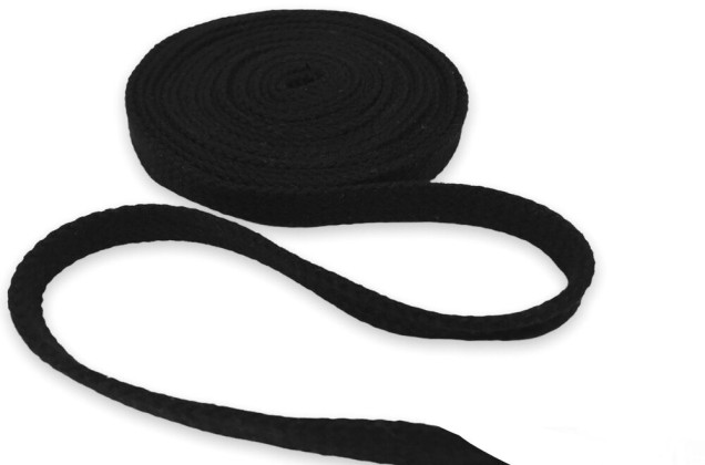Шнур плоский х/б классическое плетение, черный (032), 10 мм 2