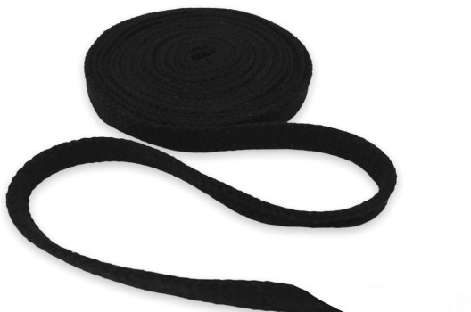 Шнур плоский х/б классическое плетение, черный (032), 10 мм