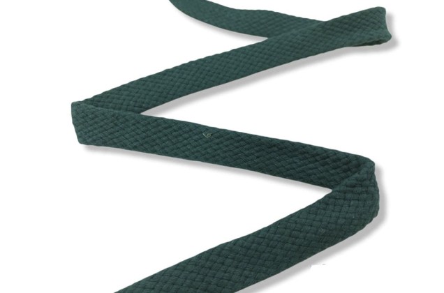 Шнур плоский х/б турецкое плетение, темно-зеленый (019), 15 мм