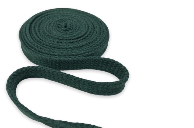 Шнур плоский х/б турецкое плетение, темно-зеленый (019), 15 мм 2
