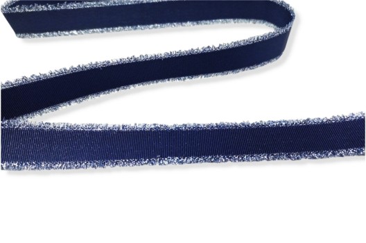 лента репсовая с бахромой, 25 мм, синяя