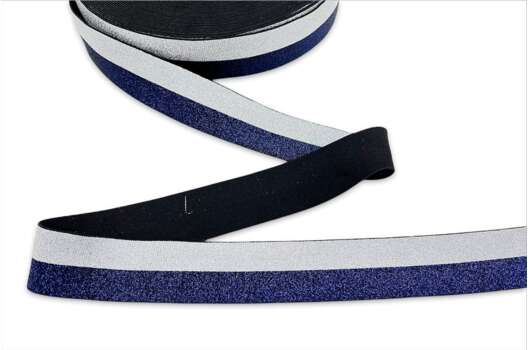 Резинка металлик Глиттер, 40 мм, серебряный/синий