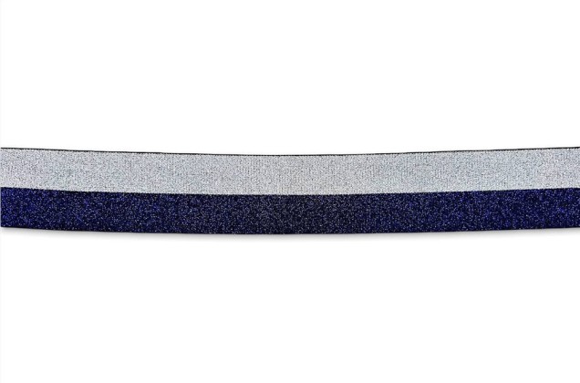 Резинка металлик Глиттер, 40 мм, серебряный/синий 1