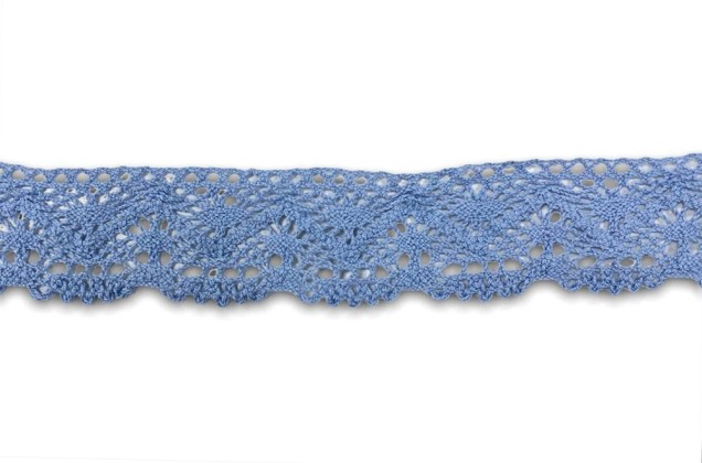 Кружево вязаное, 45 мм, голубое 1