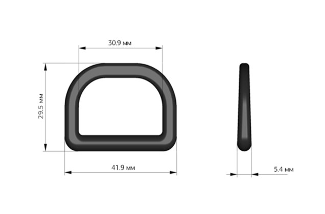 Полукольцо пластиковое, 30 мм, черное