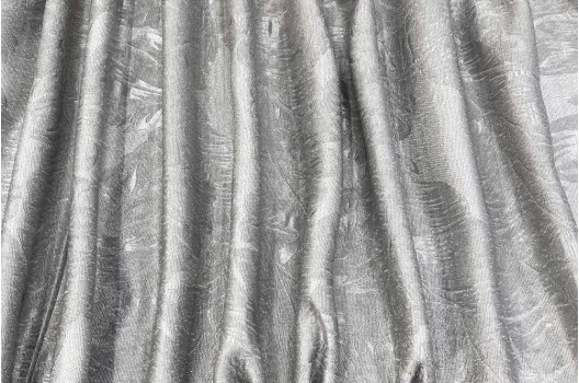 Портьерный Блэкаут двухсторонний 310 см, Листья, теплый серый