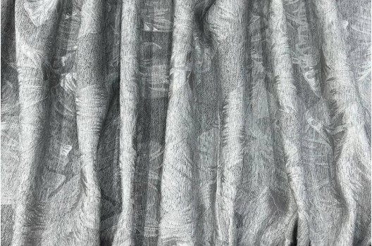 Портьерный Блэкаут двухсторонний 310 см, Листья, холодный серый