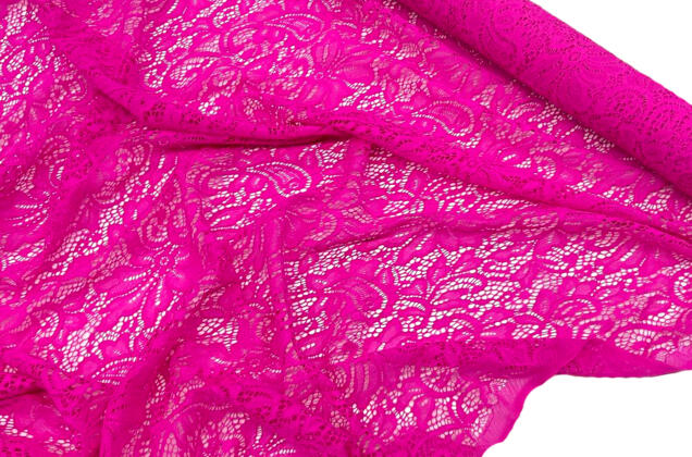 Кружевное полотно стрейч, Цветочное, малиновое 2