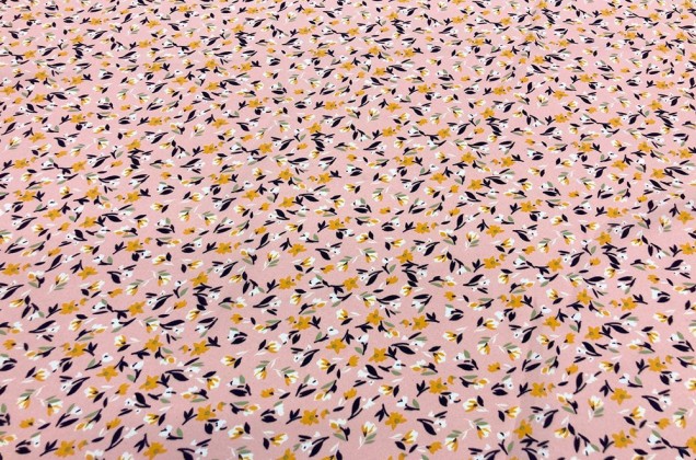 Московский софт принт, Желтые цветочки на розовом фоне 2