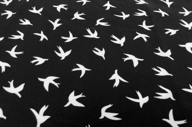 Штапель твил, Белые птички на черном фоне 1