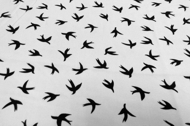 Штапель твил, Черные птички на белом фоне 2