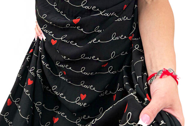 Штапель LOVE, черный, Турция 2