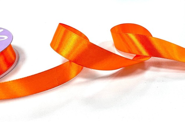 Лента атласная IDEAL, 25 мм, ярко-оранжевая