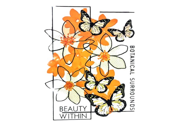 Термонаклейка Бабочки и цветы, 24.5х19 см